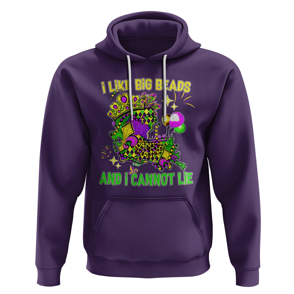 Mardi Gras Hoodie I Like Big Beads And I Can Not Lie New Orleans TS02 Purple Printyourwear