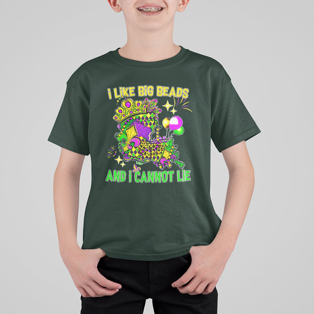 Mardi Gras T Shirt For Kid I Like Big Beads And I Can Not Lie New Orleans TS02 Dark Forest Green Printyourwear