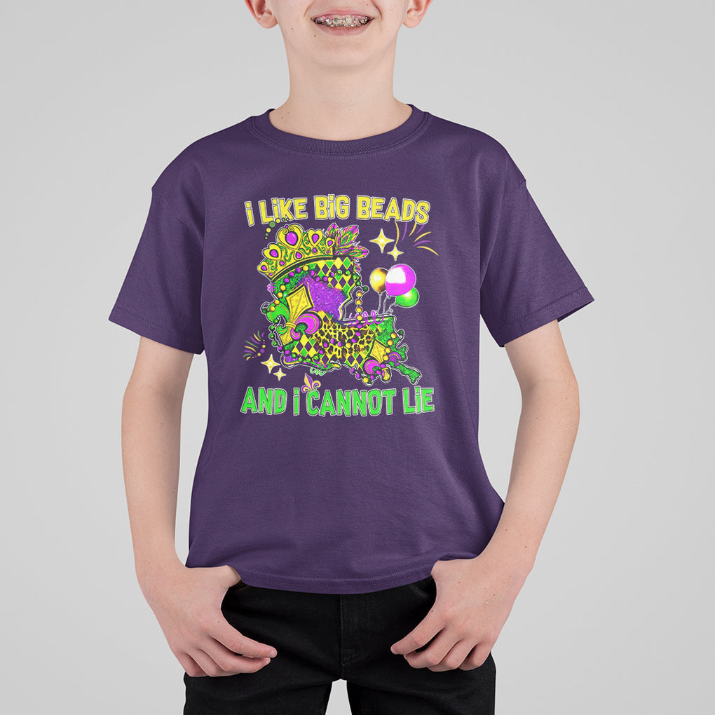 Mardi Gras T Shirt For Kid I Like Big Beads And I Can Not Lie New Orleans TS02 Purple Printyourwear