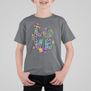 Mardi Gras T Shirt For Kid Love Mardi Gras Leopard Costume Carnival Parade TS02 Charcoal Printyourwear