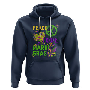 Peace Love Mardi Gras Hoodie Parade Costume Carnival TS02 Navy Printyourwear