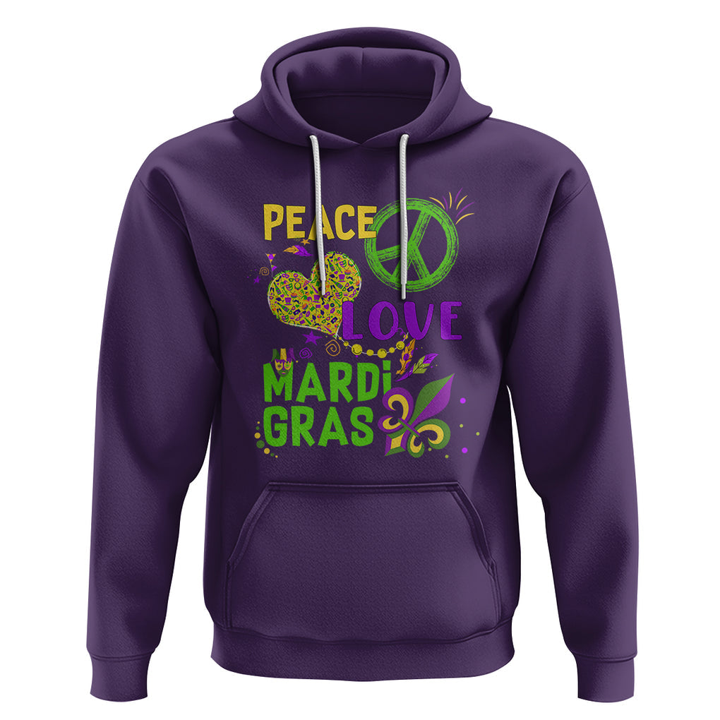 Peace Love Mardi Gras Hoodie Parade Costume Carnival TS02 Purple Printyourwear