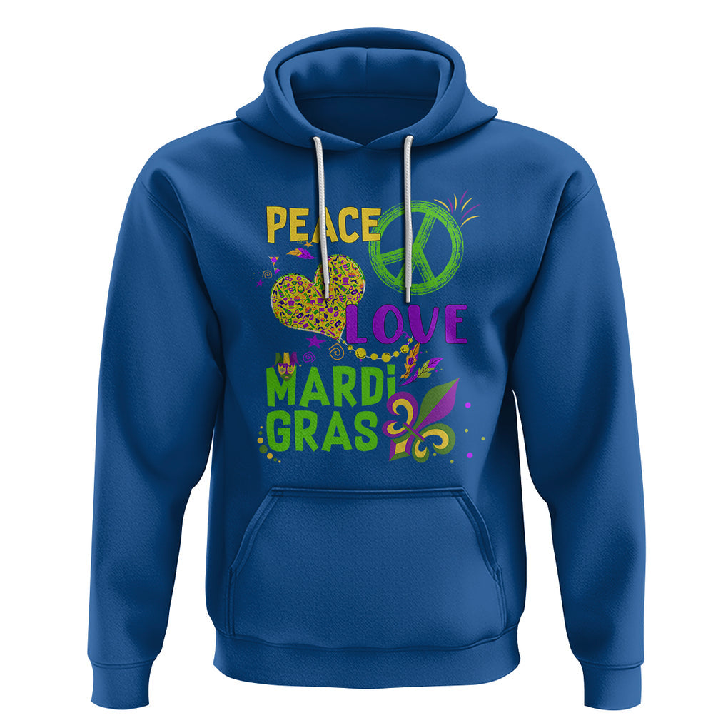 Peace Love Mardi Gras Hoodie Parade Costume Carnival TS02 Royal Blue Printyourwear