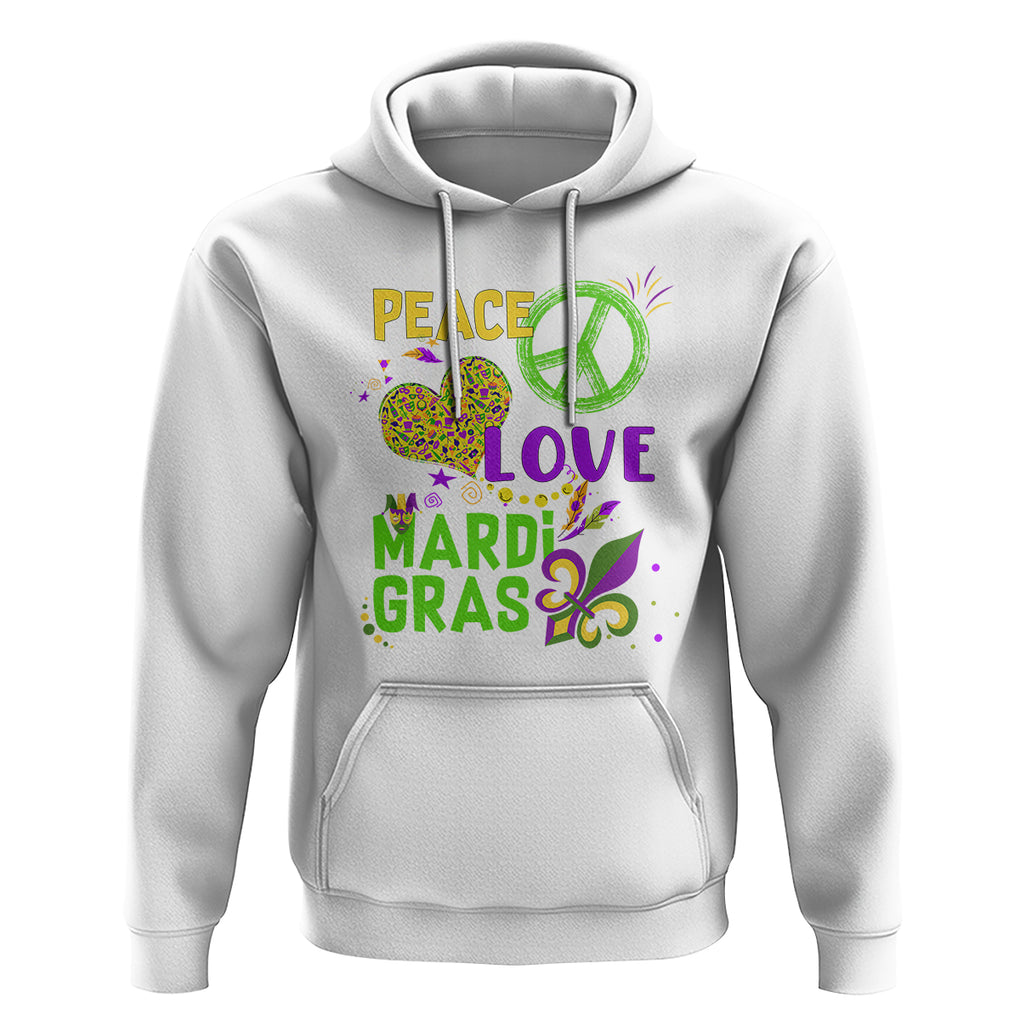 Peace Love Mardi Gras Hoodie Parade Costume Carnival TS02 White Printyourwear