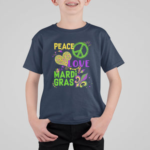 Peace Love Mardi Gras T Shirt For Kid Parade Costume Carnival TS02 Navy Printyourwear