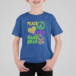 Peace Love Mardi Gras T Shirt For Kid Parade Costume Carnival TS02 Royal Blue Printyourwear