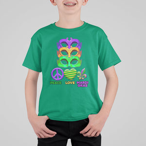 Peace Love Mardi Gras T Shirt For Kid Parade Costume Carnival Masks TS02 Irish Green Printyourwear