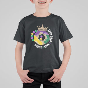 Mardi Gras T Shirt For Kid Peace Love King Cake Party Carnival Costume TS02 Black Printyourwear