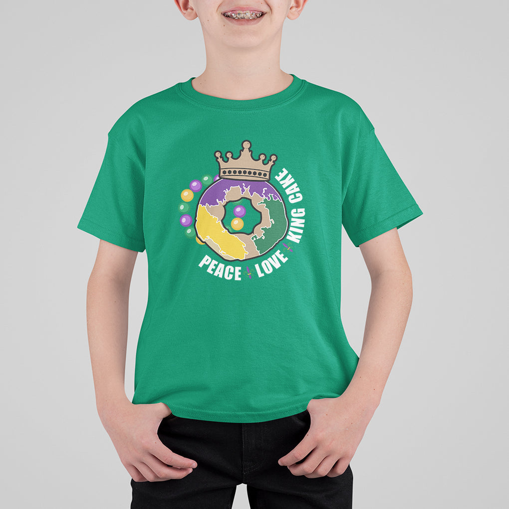 Mardi Gras T Shirt For Kid Peace Love King Cake Party Carnival Costume TS02 Irish Green Printyourwear
