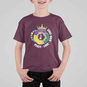 Mardi Gras T Shirt For Kid Peace Love King Cake Party Carnival Costume TS02 Maroon Printyourwear