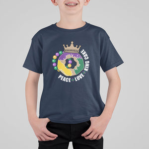 Mardi Gras T Shirt For Kid Peace Love King Cake Party Carnival Costume TS02 Navy Printyourwear
