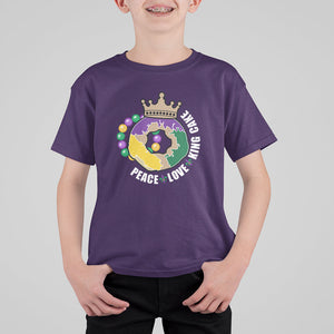 Mardi Gras T Shirt For Kid Peace Love King Cake Party Carnival Costume TS02 Purple Printyourwear