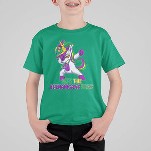Mardi Gras T Shirt For Kid Let The Shenanigans Begin Dabbing Unicorn Costume TS02 Irish Green Printyourwear