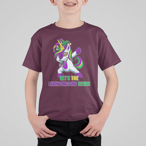 Mardi Gras T Shirt For Kid Let The Shenanigans Begin Dabbing Unicorn Costume TS02 Maroon Printyourwear