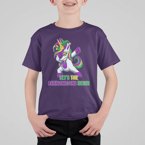 Mardi Gras T Shirt For Kid Let The Shenanigans Begin Dabbing Unicorn Costume TS02 Purple Printyourwear