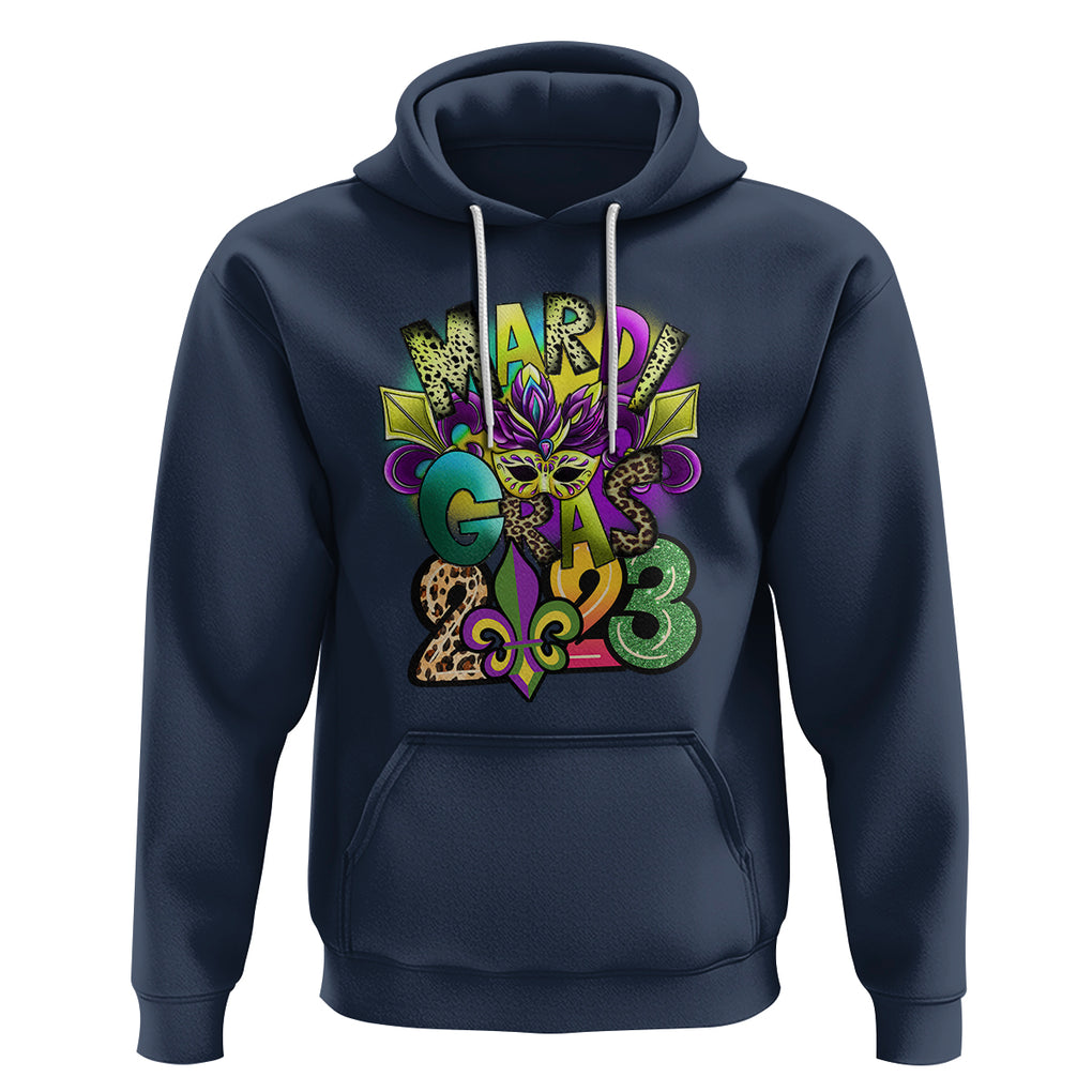 Mardi Gras 2024 Hoodie Carnival Squad Costume Mask TS02 Navy Printyourwear