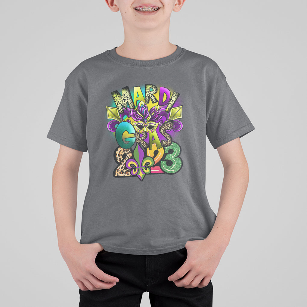 Mardi Gras 2024 T Shirt For Kid Carnival Squad Costume Mask TS02 Charcoal Printyourwear