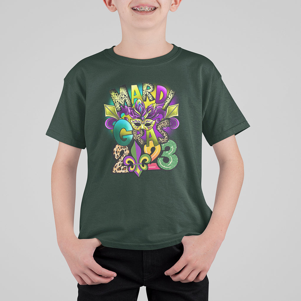 Mardi Gras 2024 T Shirt For Kid Carnival Squad Costume Mask TS02 Dark Forest Green Printyourwear