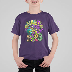 Mardi Gras 2024 T Shirt For Kid Carnival Squad Costume Mask TS02 Purple Printyourwear