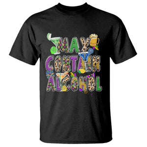 Funny Mardi Gras T Shirt Warning May Contain Alcohol Party Drinking Team TS02 Black Printyourwear