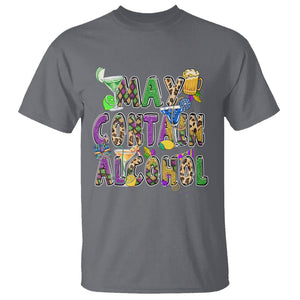 Funny Mardi Gras T Shirt Warning May Contain Alcohol Party Drinking Team TS02 Charcoal Printyourwear