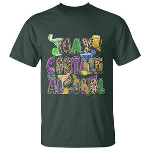 Funny Mardi Gras T Shirt Warning May Contain Alcohol Party Drinking Team TS02 Dark Forest Green Printyourwear
