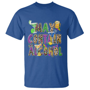 Funny Mardi Gras T Shirt Warning May Contain Alcohol Party Drinking Team TS02 Royal Blue Printyourwear