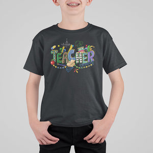 Mardi Gras Teacher T Shirt For Kid Carnival Costume Mask Beads TS02 Black Printyourwear