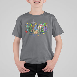 Mardi Gras Teacher T Shirt For Kid Carnival Costume Mask Beads TS02 Charcoal Printyourwear