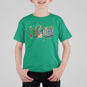 Mardi Gras Teacher T Shirt For Kid Carnival Costume Mask Beads TS02 Irish Green Printyourwear