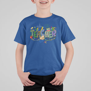 Mardi Gras Teacher T Shirt For Kid Carnival Costume Mask Beads TS02 Royal Blue Printyourwear