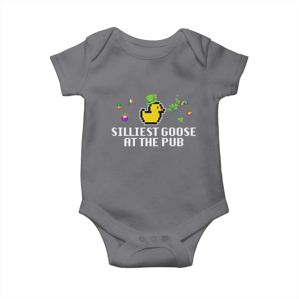 Funny St Patricks Day Baby Onesie Silliest Goose At The Pub Funny St. Patricks Day TS02 Charcoal Print Your Wear