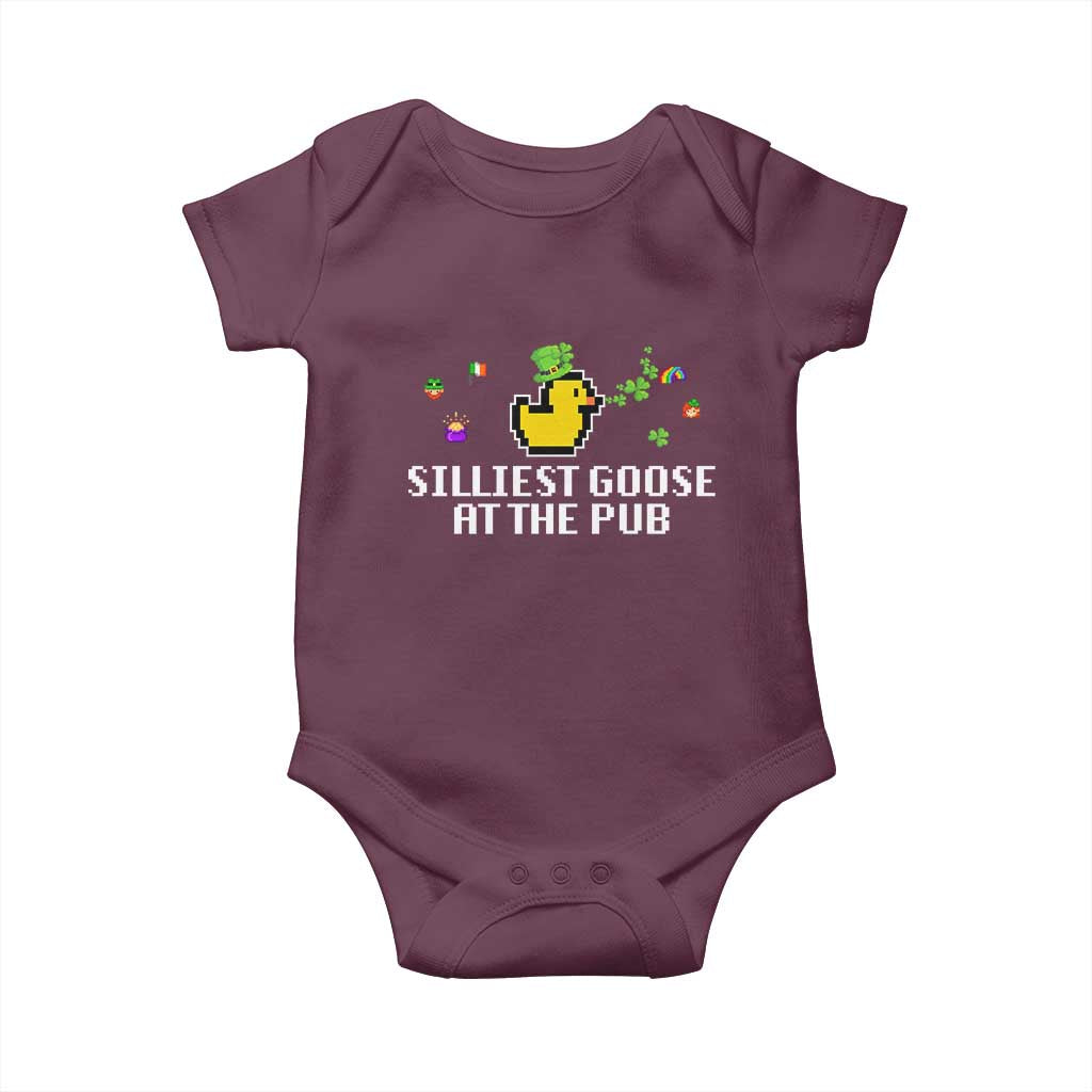 Funny St Patricks Day Baby Onesie Silliest Goose At The Pub Funny St. Patricks Day TS02 Maroon Print Your Wear