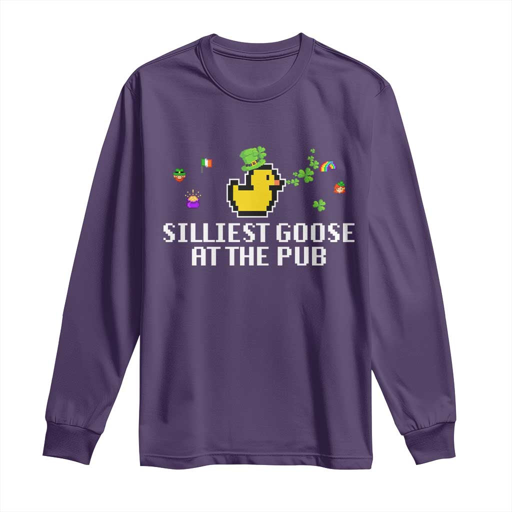Funny St Patricks Day Long Sleeve Shirt Silliest Goose At The Pub Funny St. Patricks Day TS02 Purple Print Your Wear