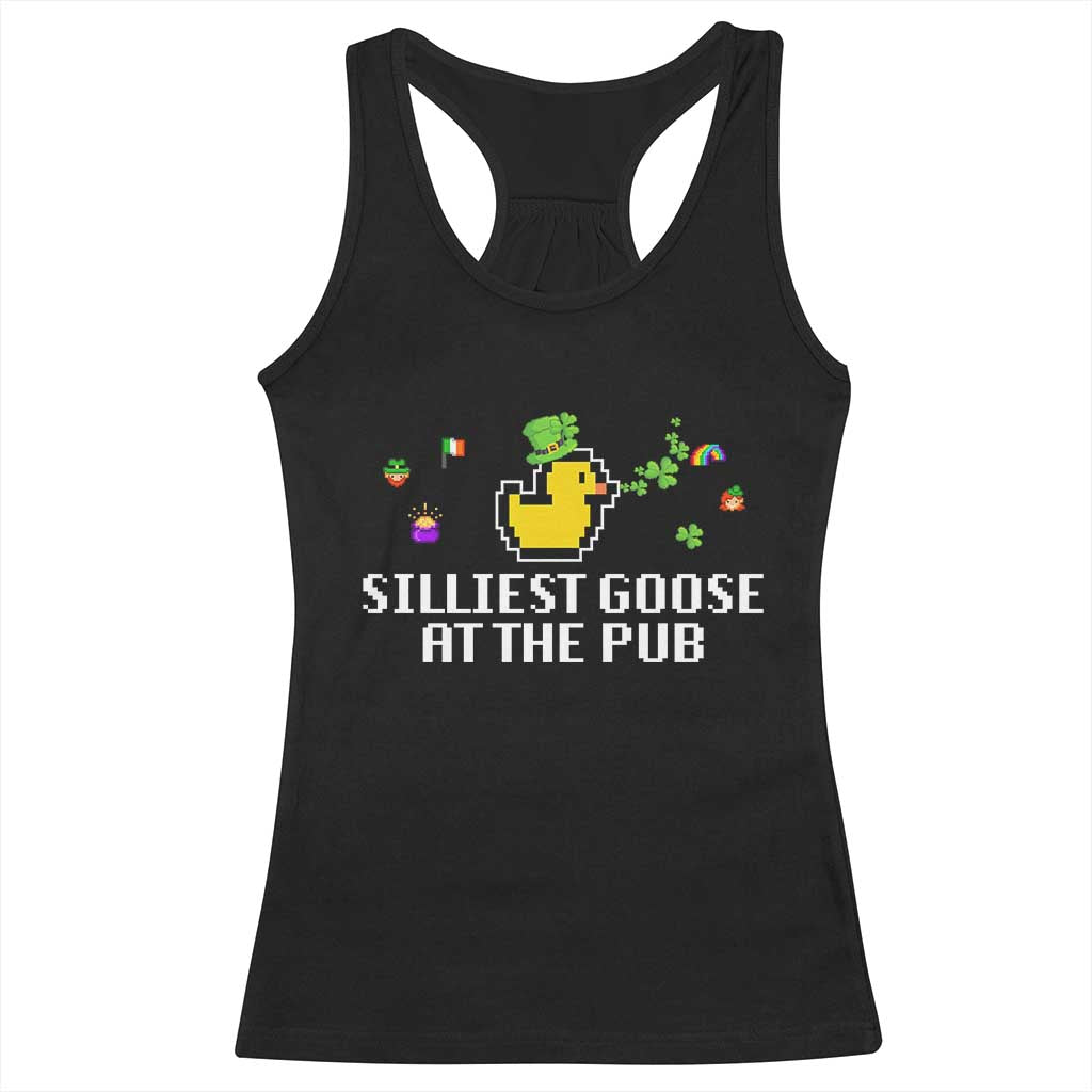 Funny St Patricks Day Racerback Tank Top Silliest Goose At The Pub Funny St. Patricks Day TS02 Black Print Your Wear