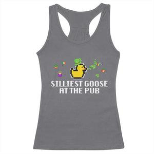 Funny St Patricks Day Racerback Tank Top Silliest Goose At The Pub Funny St. Patricks Day TS02 Charcoal Print Your Wear