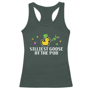 Funny St Patricks Day Racerback Tank Top Silliest Goose At The Pub Funny St. Patricks Day TS02 Dark Forest Green Print Your Wear