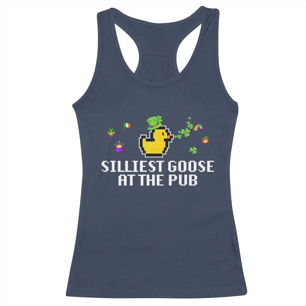 Funny St Patricks Day Racerback Tank Top Silliest Goose At The Pub Funny St. Patricks Day TS02 Navy Print Your Wear