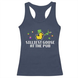 Funny St Patricks Day Racerback Tank Top Silliest Goose At The Pub Funny St. Patricks Day TS02 Navy Print Your Wear