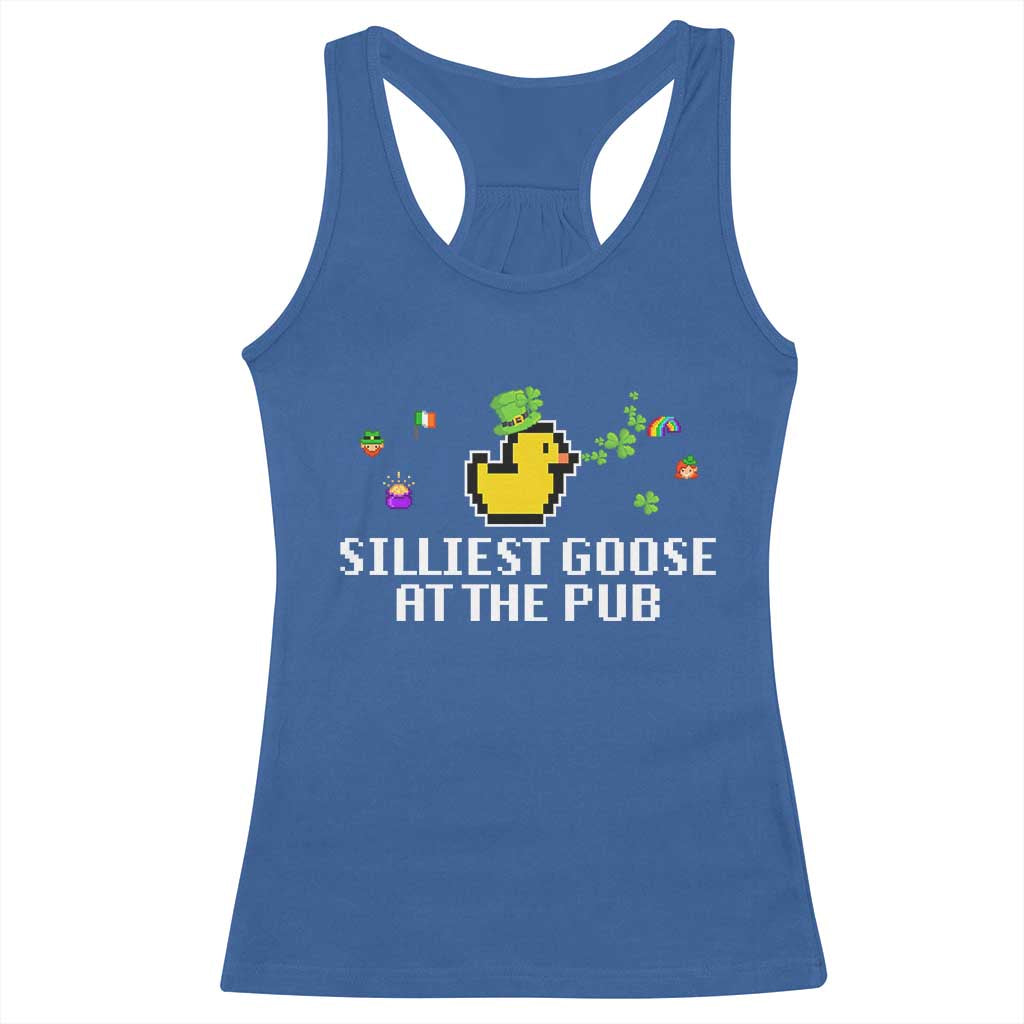 Funny St Patricks Day Racerback Tank Top Silliest Goose At The Pub Funny St. Patricks Day TS02 Royal Blue Print Your Wear