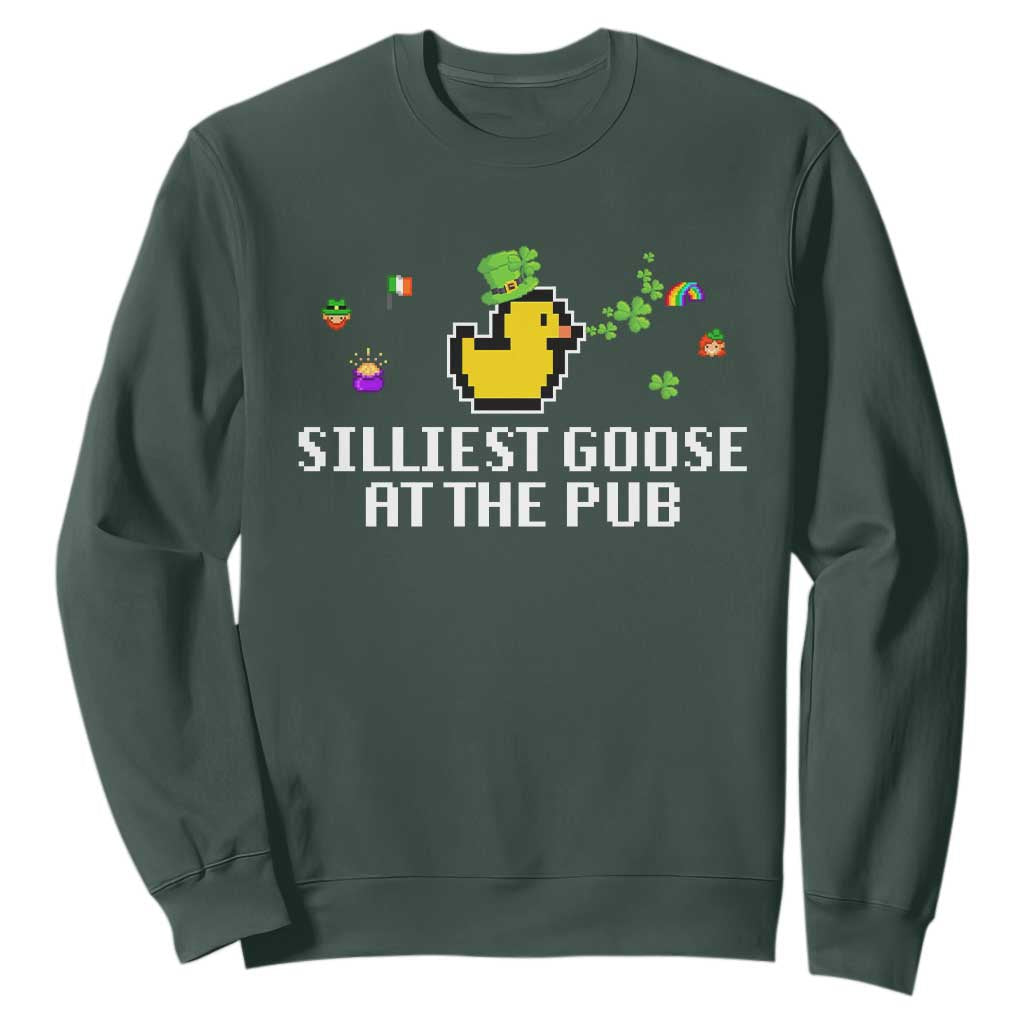 Funny St Patricks Day Sweatshirt Silliest Goose At The Pub Funny St. Patricks Day TS02 Dark Forest Green Print Your Wear