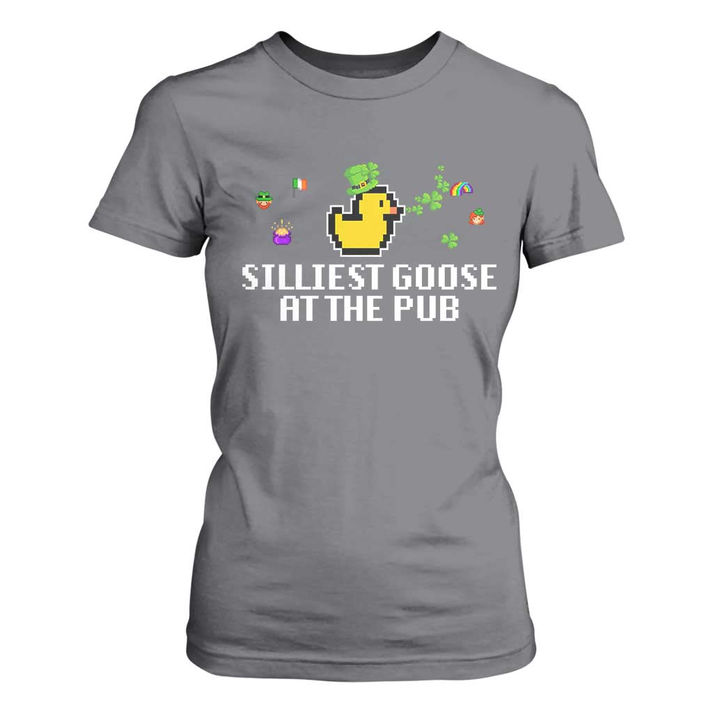 Funny St Patricks Day T Shirt For Women Silliest Goose At The Pub Funny St. Patricks Day TS02 Charcoal Print Your Wear