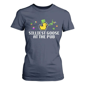Funny St Patricks Day T Shirt For Women Silliest Goose At The Pub Funny St. Patricks Day TS02 Navy Print Your Wear