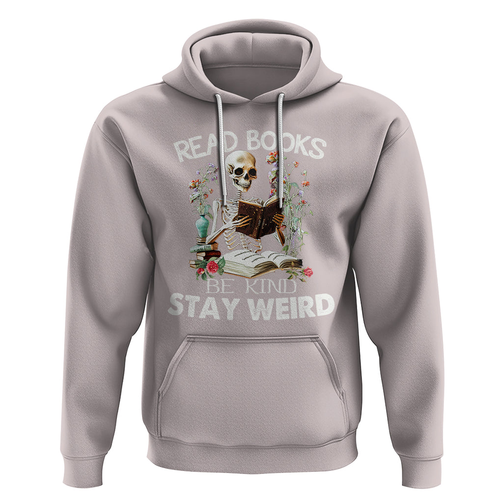 Reading Skeleton Hoodie Read Books Be Kind Stay Weird Funny Book Lover TS02 Ice Gray Printyourwear