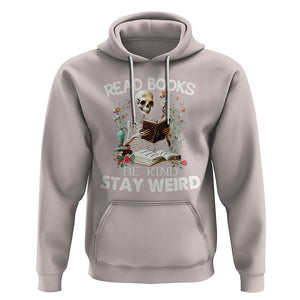 Reading Skeleton Hoodie Read Books Be Kind Stay Weird Funny Book Lover TS02 Ice Gray Printyourwear