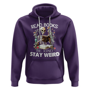 Reading Skeleton Hoodie Read Books Be Kind Stay Weird Funny Book Lover TS02 Purple Printyourwear