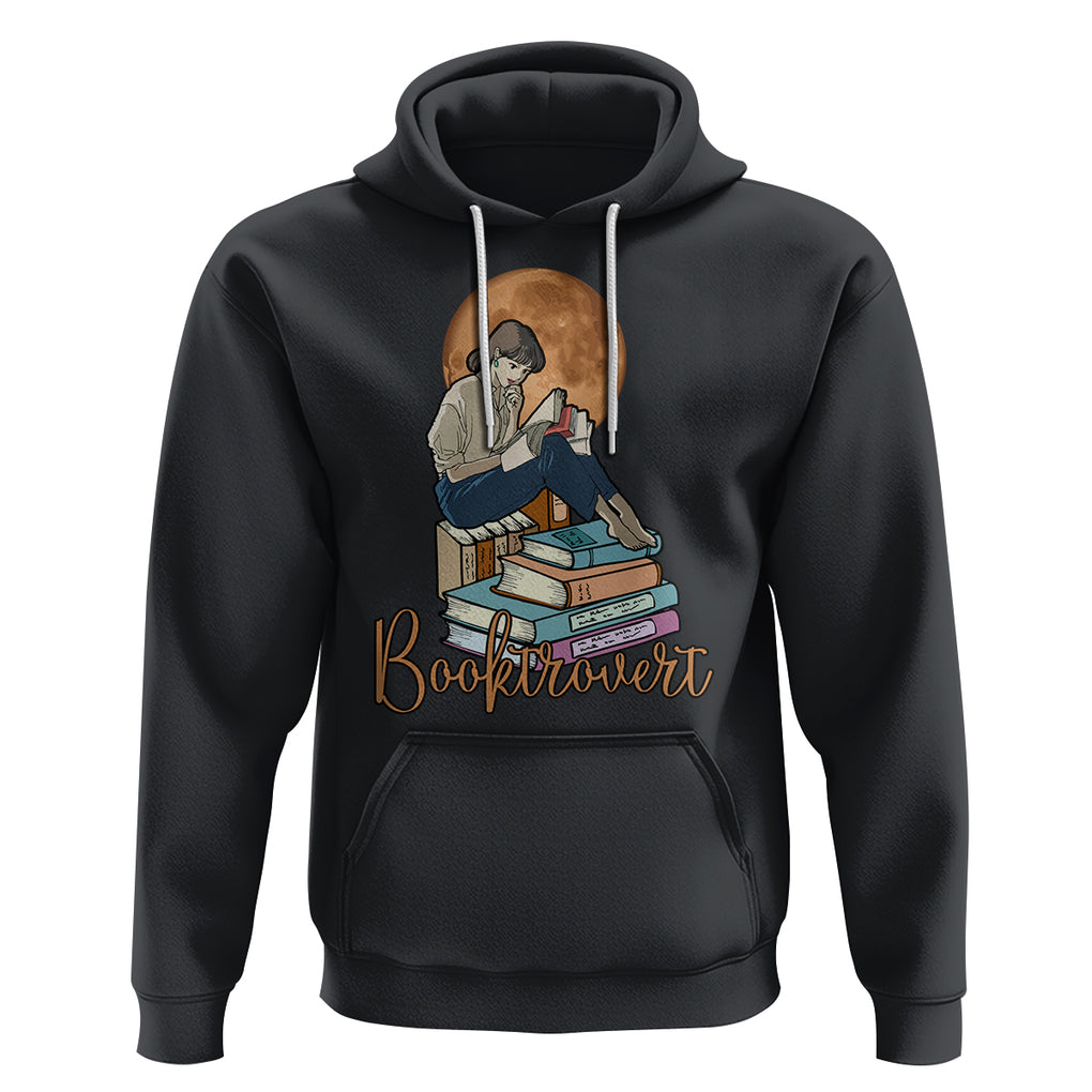 Funny Book Lover Hoodie Booktrovert Girl Books Reader Reading TS02 Black Printyourwear