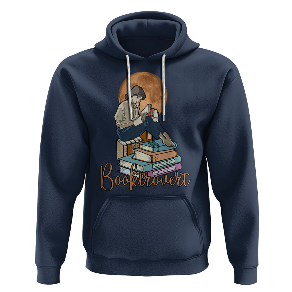 Funny Book Lover Hoodie Booktrovert Girl Books Reader Reading TS02 Navy Printyourwear