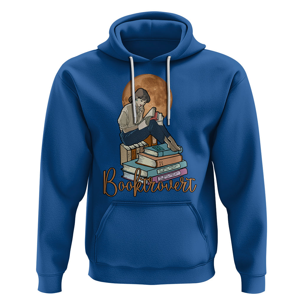 Funny Book Lover Hoodie Booktrovert Girl Books Reader Reading TS02 Royal Blue Printyourwear