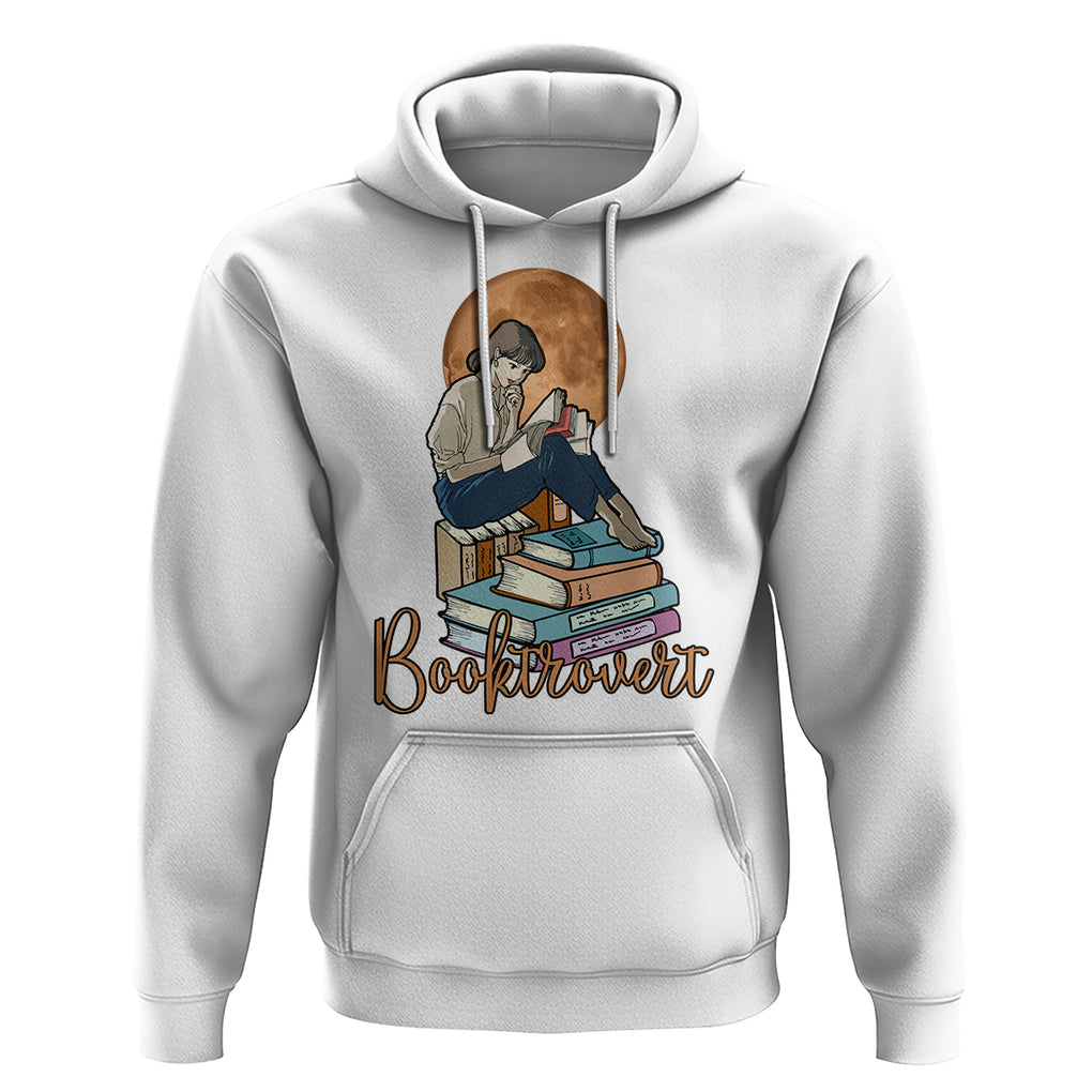 Funny Book Lover Hoodie Booktrovert Girl Books Reader Reading TS02 White Printyourwear